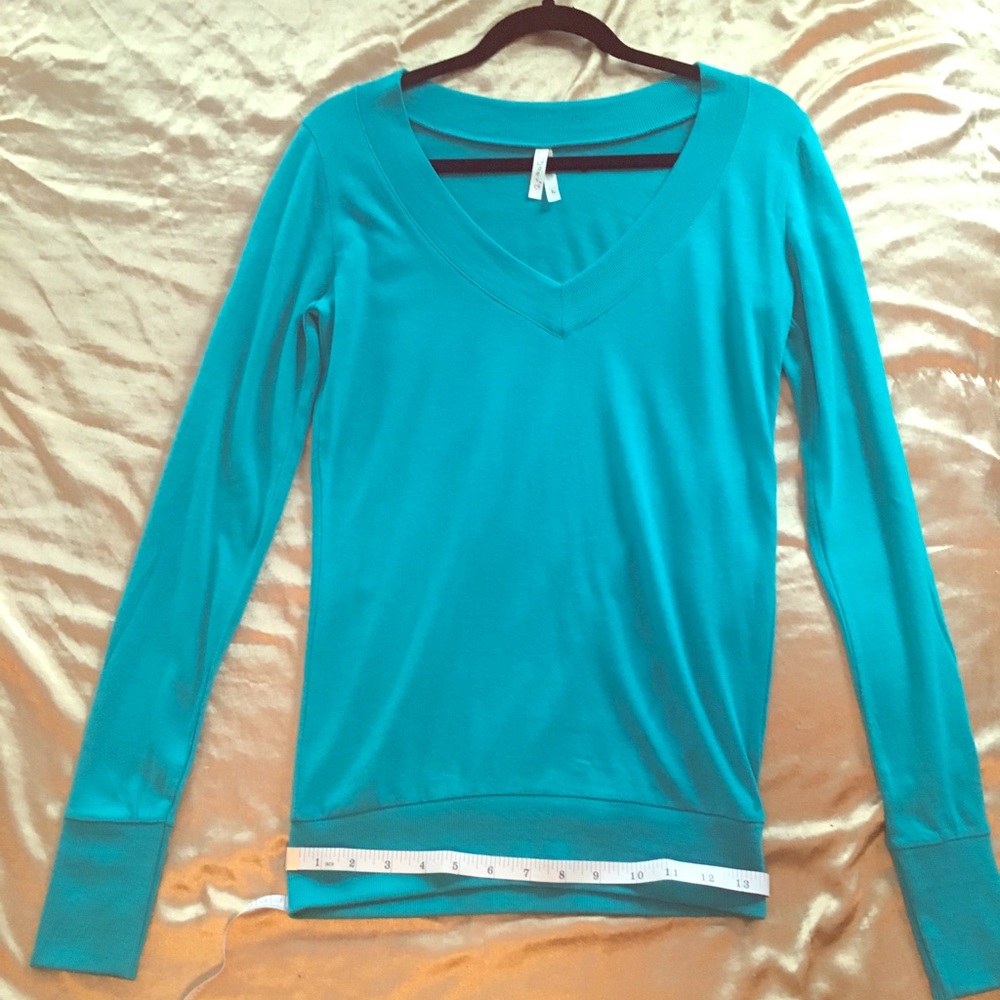Turquoise V-Neck Lightweight  Tunic Sweater